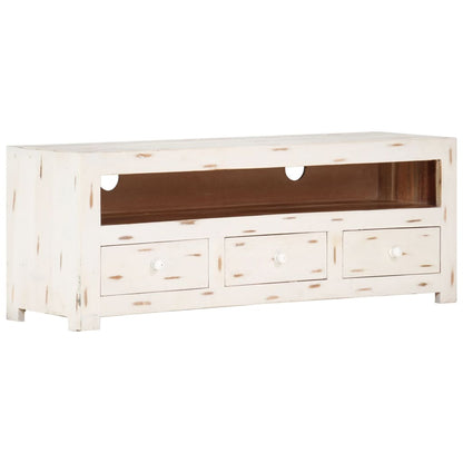 Tv-Meubel 0X30X40 Cm Massief Acaciahout Wit