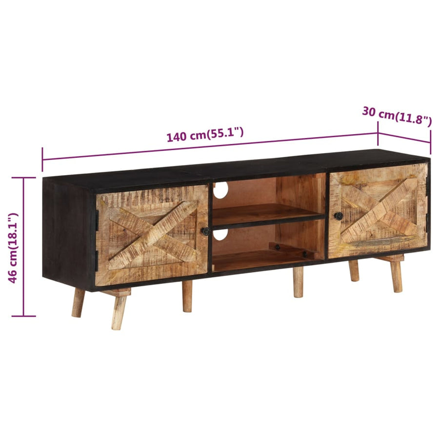 Tv-Meubel Ruw Mangohout En Massief Acaciahout 140 x 30 x 46 cm