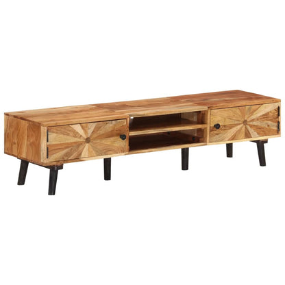 Tv-Meubel 145X35X35 Cm Massief Acaciahout Donkerbruin