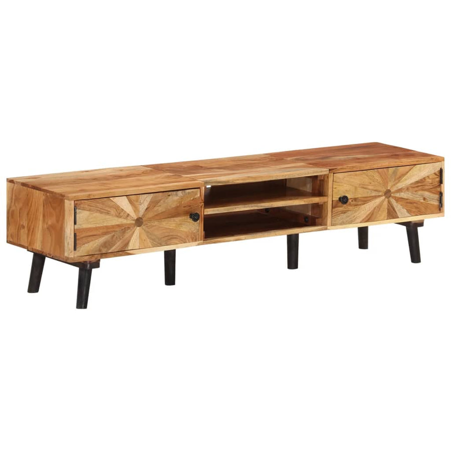 Tv-Meubel 145X35X35 Cm Massief Acaciahout Donkerbruin