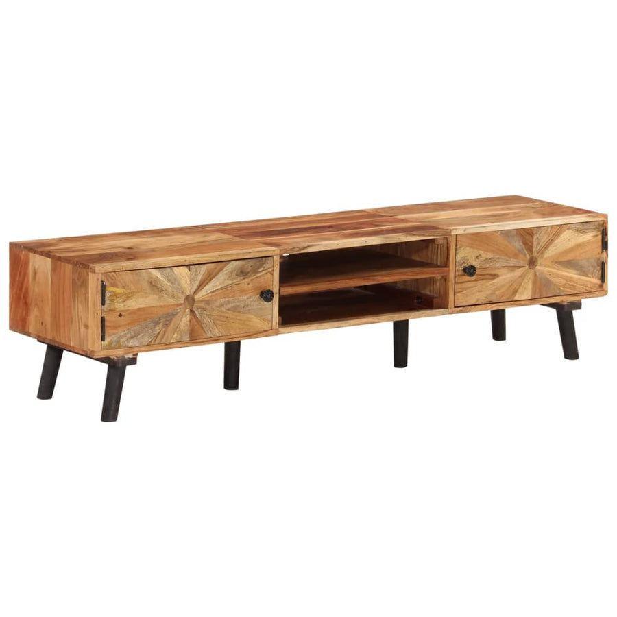 Tv-Meubel 145X35X35 Cm Massief Acaciahout Donkerbruin
