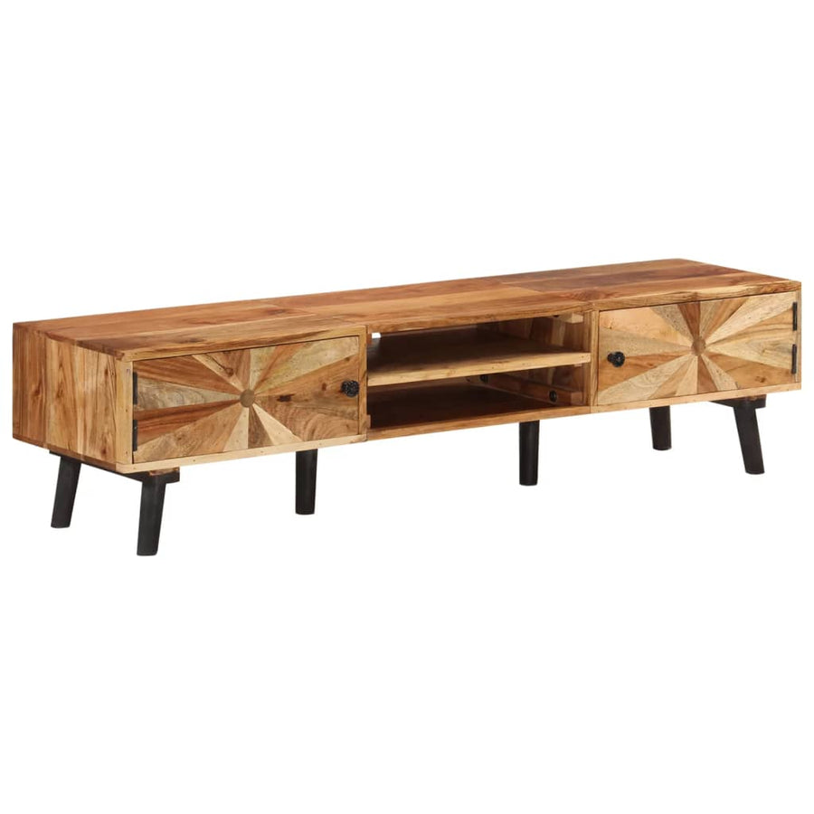 Tv-Meubel 145X35X35 Cm Massief Acaciahout Donkerbruin