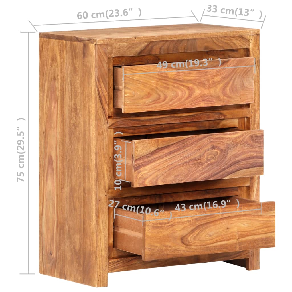 Ladekast 60x33x75 cm massief acaciahout