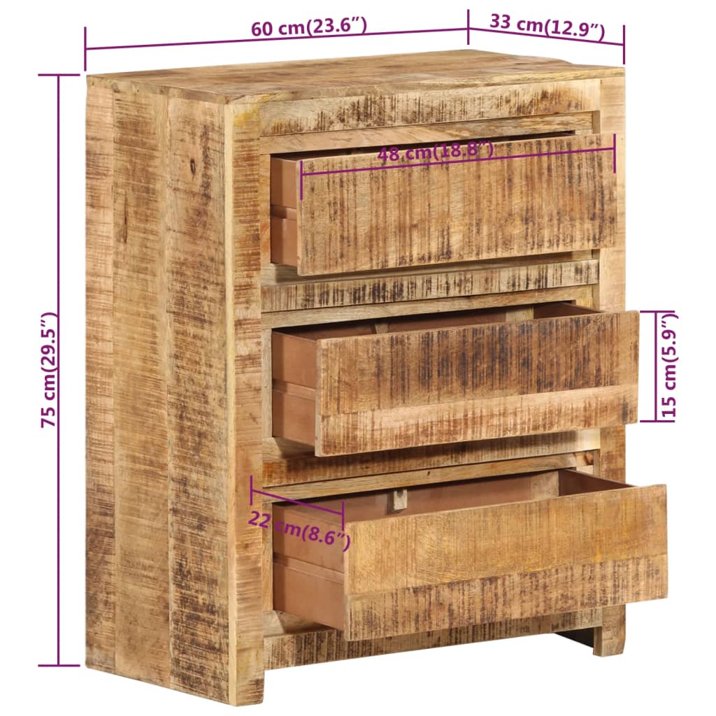 Ladekast 60x33x75 cm massief mangohout