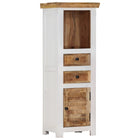 Hoge kast 40x30x110 cm massief mango acaciahout bruin wit