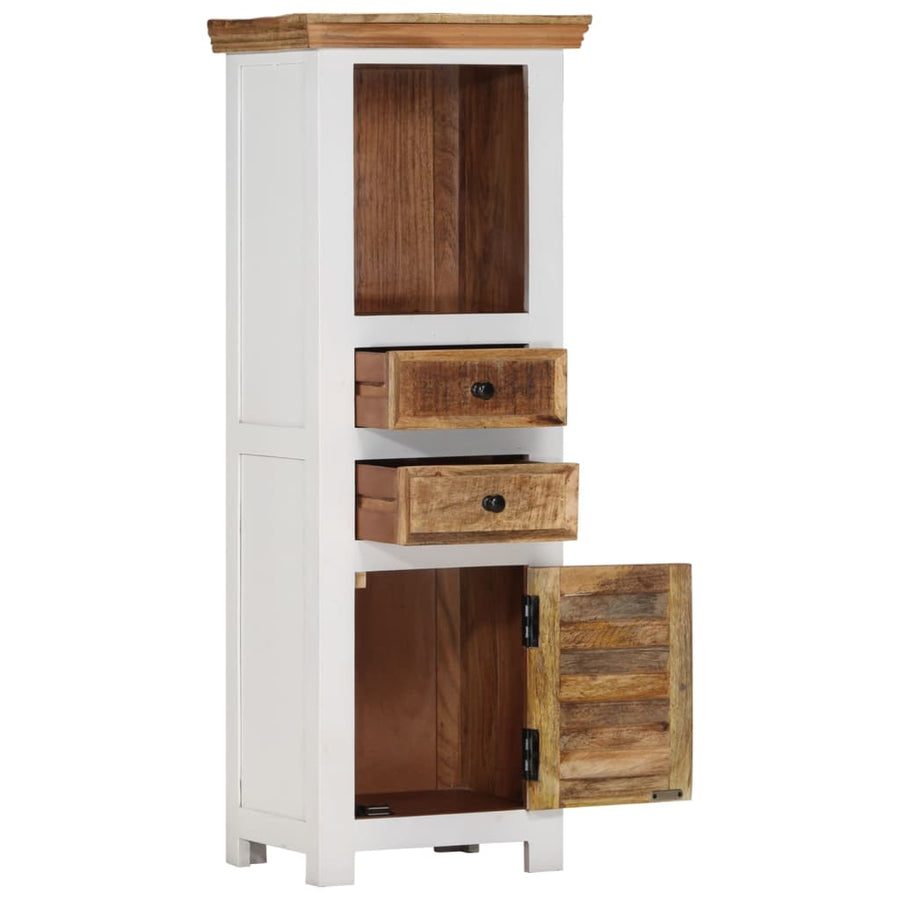 Hoge kast 40x30x110 cm massief mango- en acaciahout bruin wit