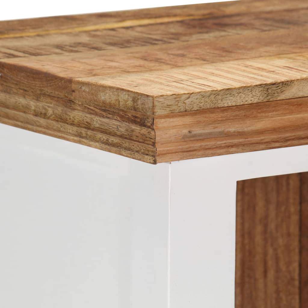 Hoge kast 40x30x110 cm massief mango- en acaciahout bruin wit