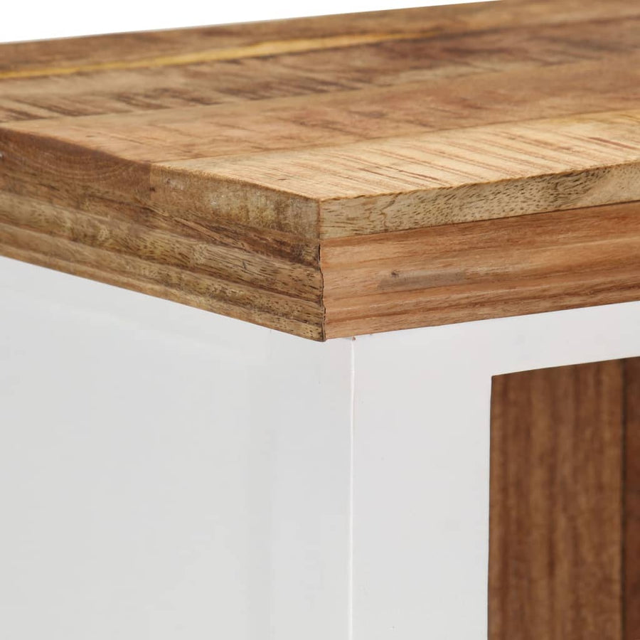 Hoge kast 40x30x110 cm massief mango- en acaciahout bruin wit