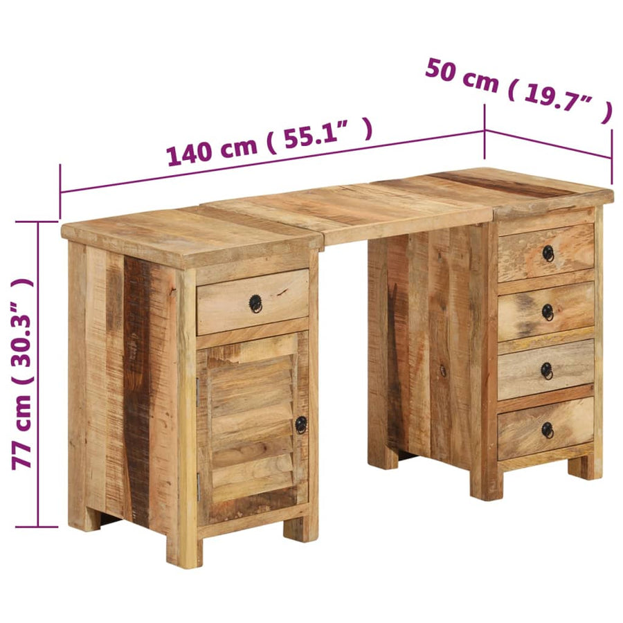 Bureau 140X50X77 Cm massief mangohout
