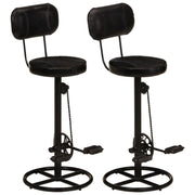 Barkrukken set van 2 geitenleer zwart 44x44x109 cm
