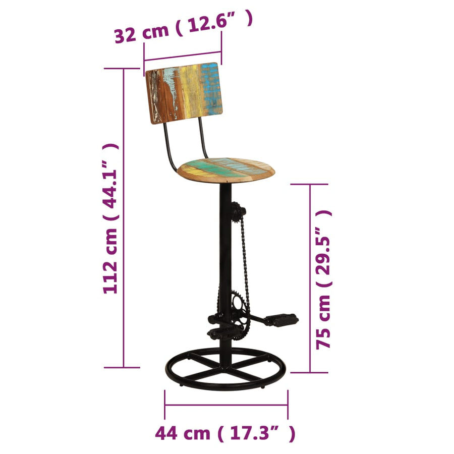 Barkrukken Massief Gerecycled Hout 44 x 44 x 112 cm