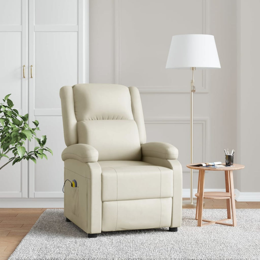 Massagestoel Kunstleer Crèmewit Orange