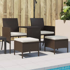 Tuinbank 2-zits poly rattan bruin met tafel en voetenbanken