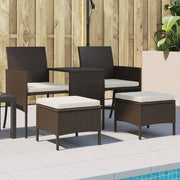 Tuinbank 2-zits poly rattan bruin met tafel en voetenbanken