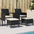 Tuinbank 2-zits poly rattan zwart met tafel en voetenbanken
