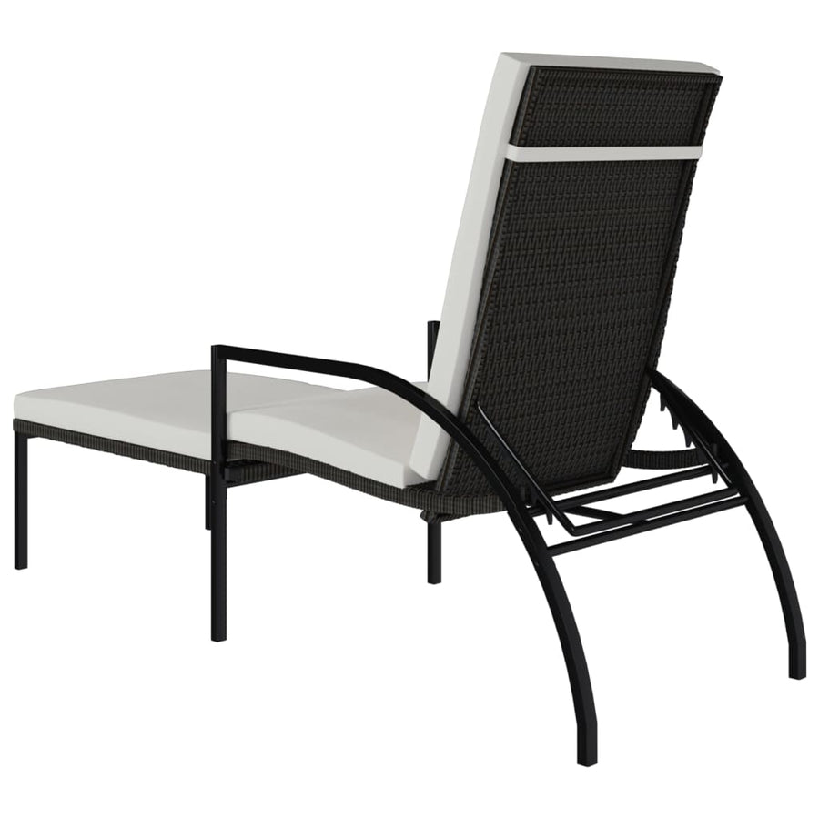 Ligbed Met Voetensteun Polyetheen Rattan Bruin