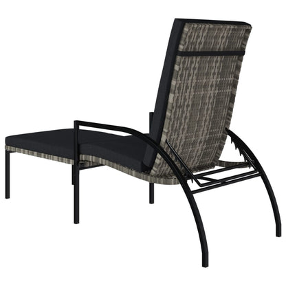 Ligbed Met Voetensteun Polyetheen Rattan Grijs