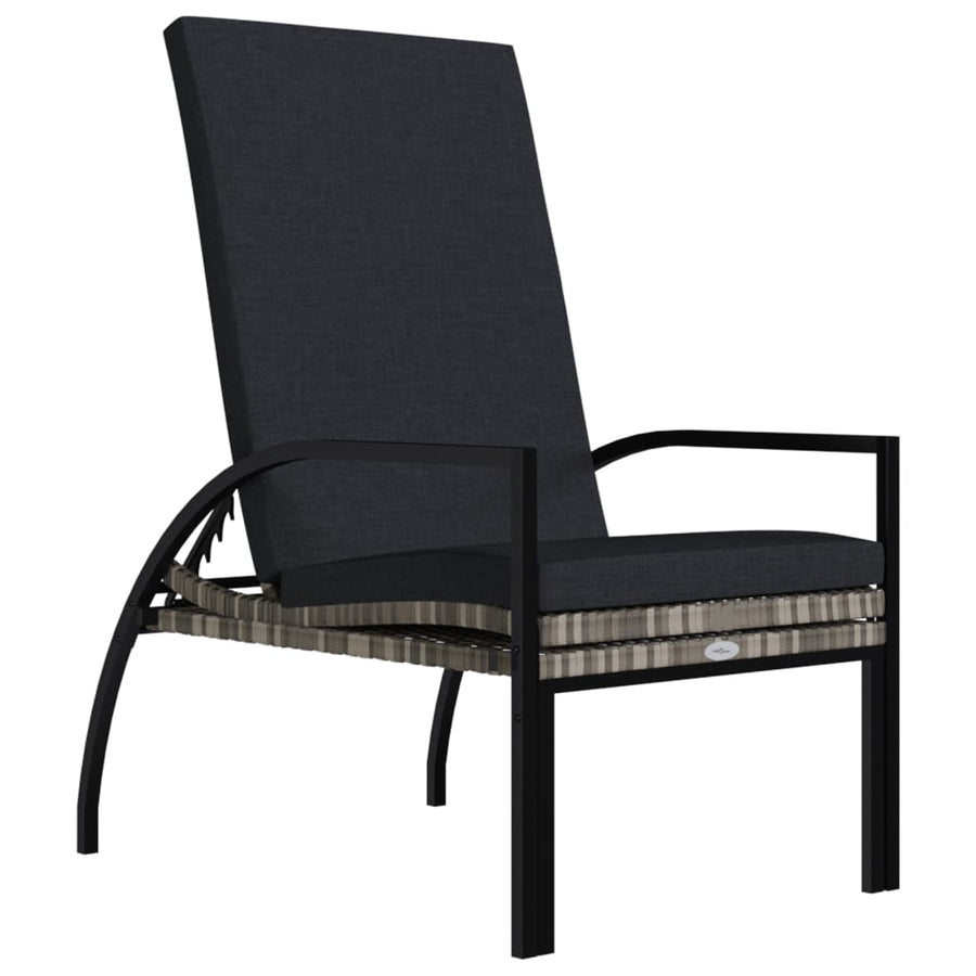 Ligbed Met Voetensteun Polyetheen Rattan Grijs