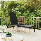Sun lounger with footrest polyethylene rattan grey