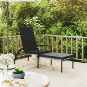 Ligbed met voetensteun polyetheen rattan grijs 195x60x55-102 cm