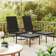 Ligbedden 2 st met voetensteun polyetheen rattan grijs 195x60x55-102 cm