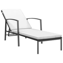 Ligbed met kussen poly rattan zwart