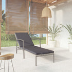 Sun lounger with cushion poly rattan grey
