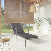 Ligbed poly rattan grijs met kussen