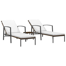 Ligbedden 2 St Met Tafel Poly Rattan Bruin