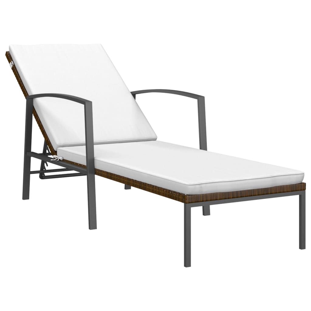 Ligbedden 2 St Met Tafel Poly Rattan Bruin