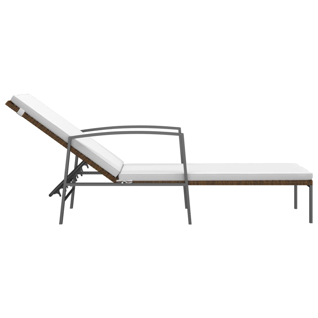 Ligbedden 2 St Met Tafel Poly Rattan Bruin