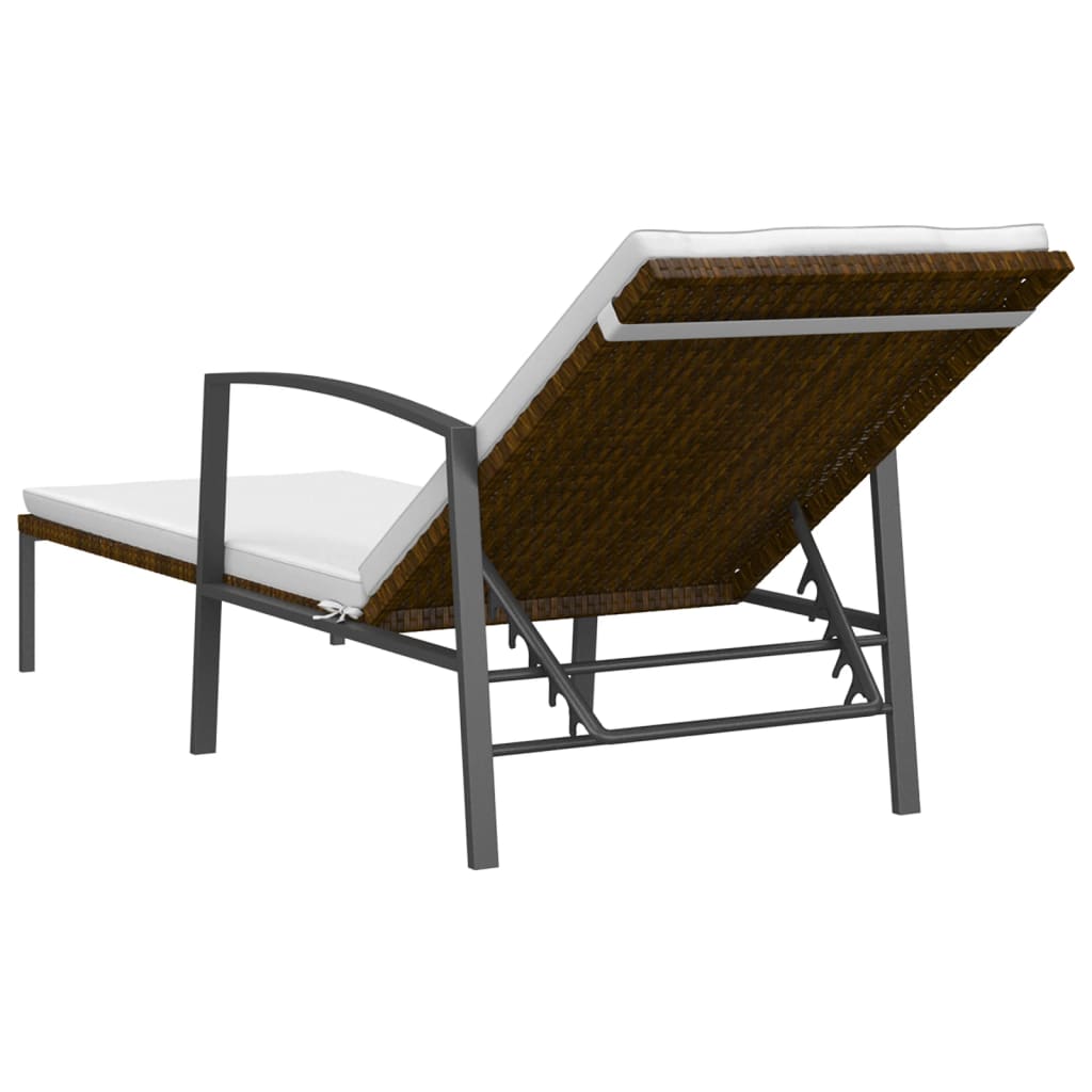 Ligbedden 2 St Met Tafel Poly Rattan Bruin