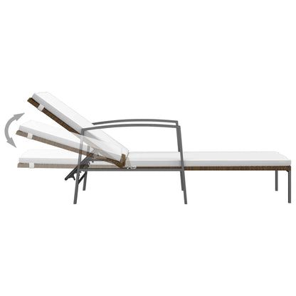 Ligbedden 2 St Met Tafel Poly Rattan Bruin