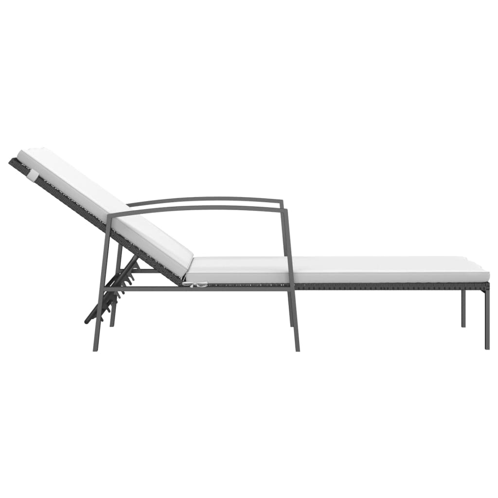 Ligbedden 2 St Met Tafel Poly Rattan Zwart