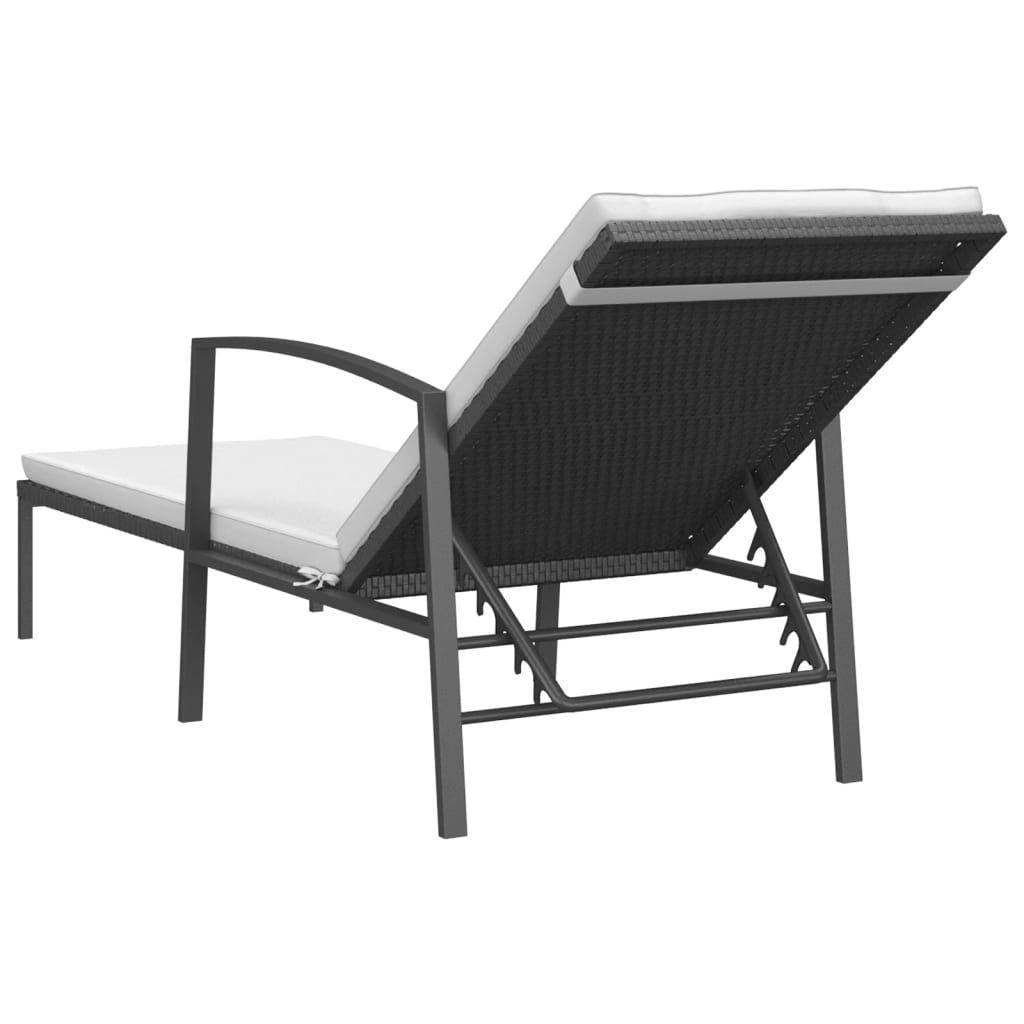 Ligbedden 2 St Met Tafel Poly Rattan Zwart