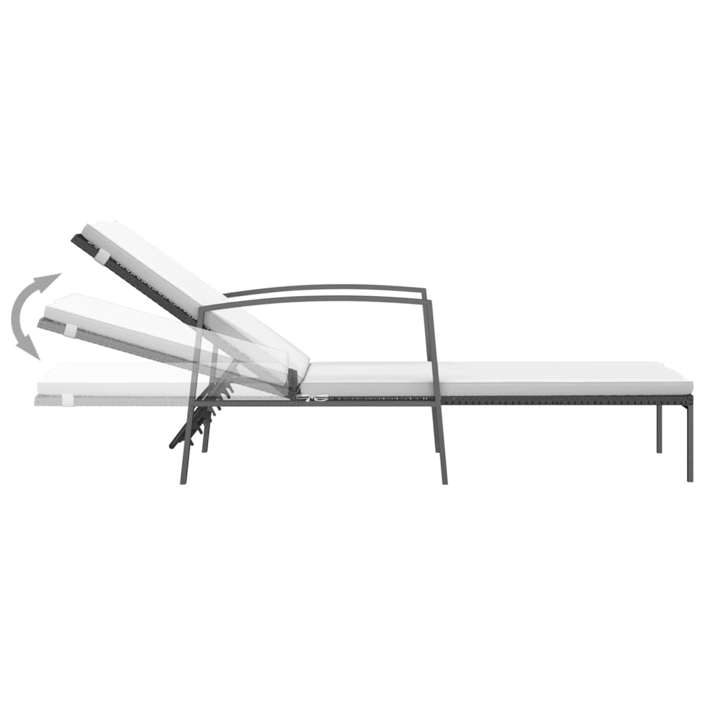 Ligbedden 2 St Met Tafel Poly Rattan Zwart