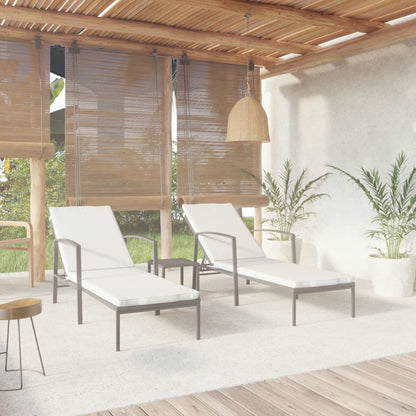 Ligbedden 2 St Met Tafel Poly Rattan Zwart