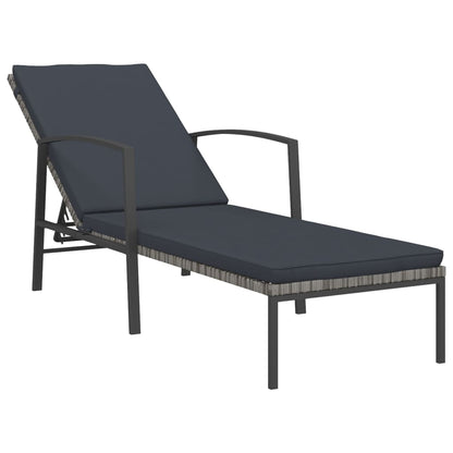 Ligbedden 2 St Met Tafel Poly Rattan Grijs