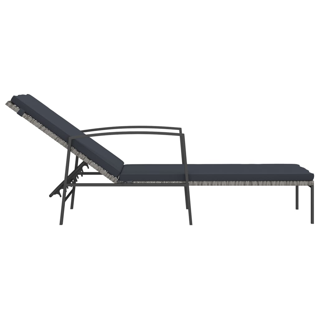 Ligbedden 2 St Met Tafel Poly Rattan Grijs