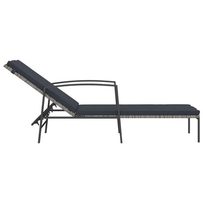 Ligbedden 2 St Met Tafel Poly Rattan Grijs
