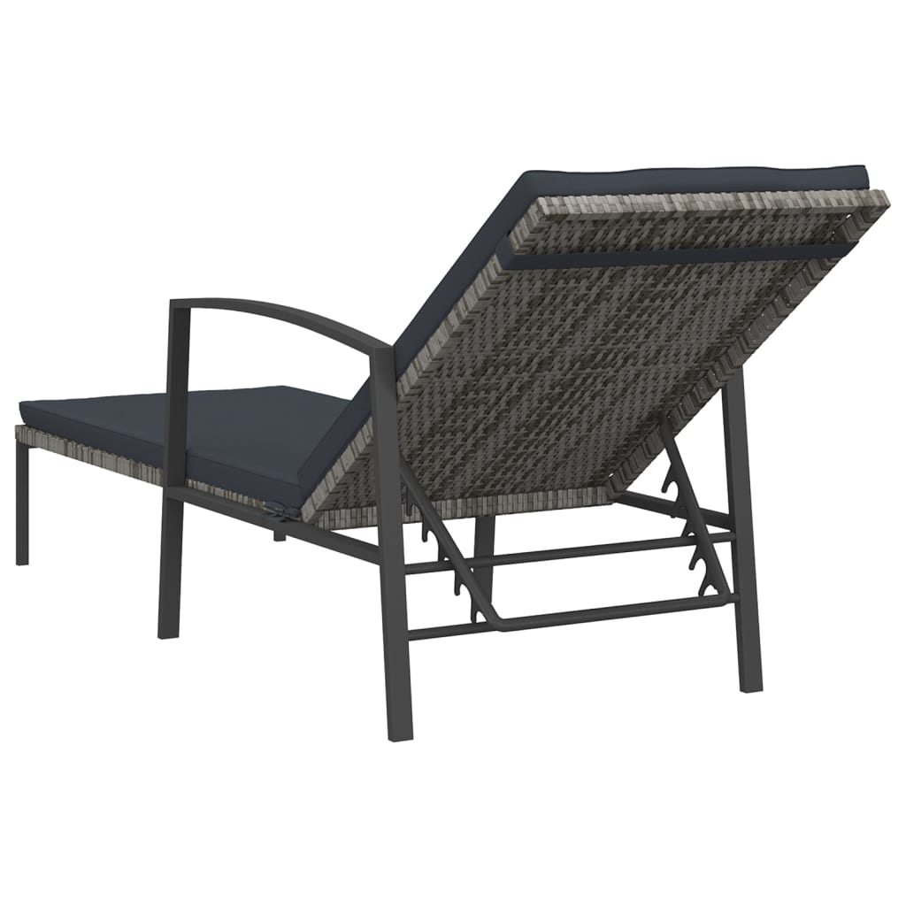Ligbedden 2 St Met Tafel Poly Rattan Grijs