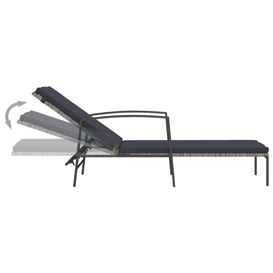 Ligbedden 2 St Met Tafel Poly Rattan Grijs