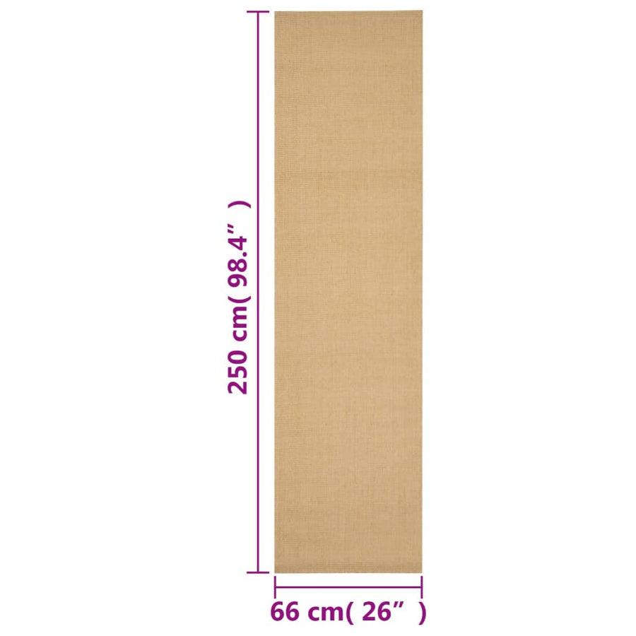 Vloerkleed Natuurlijk Sisal 66 x 250 cm Naturel