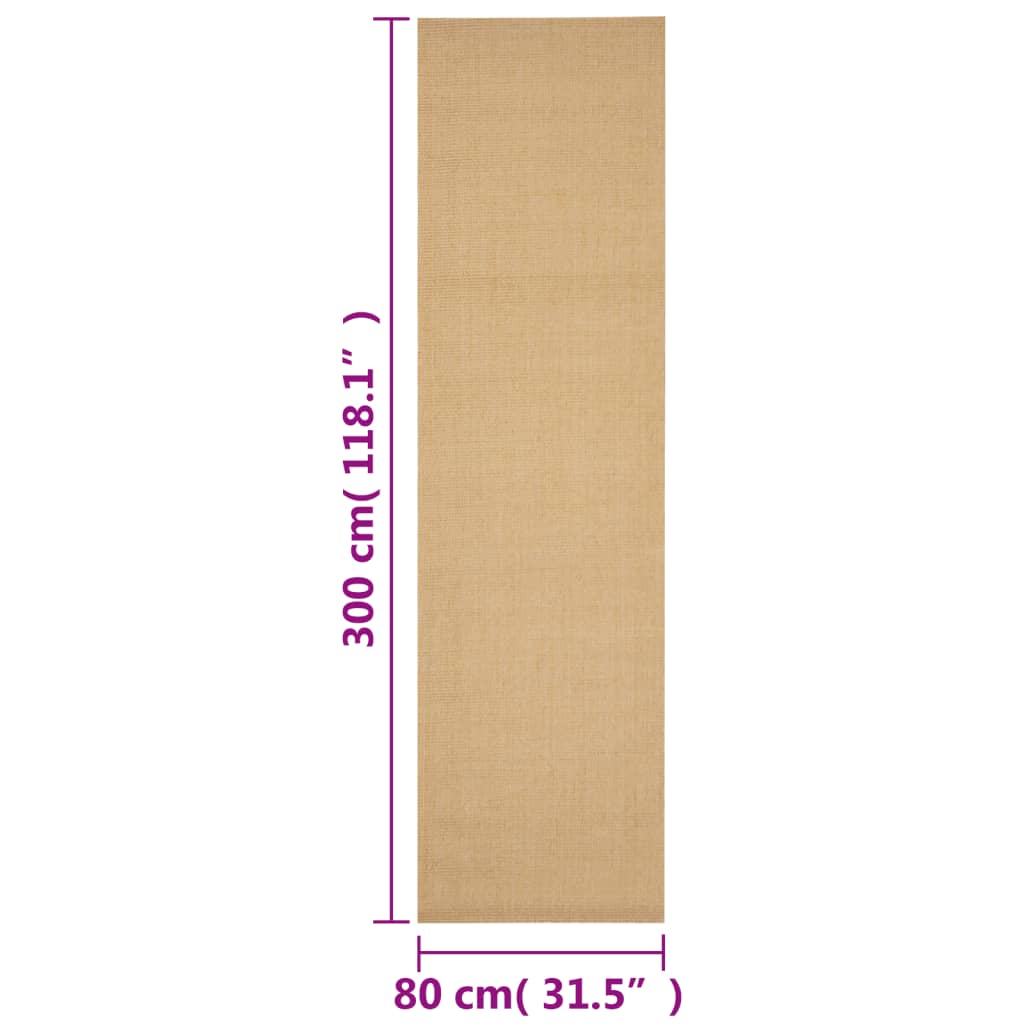 Vloerkleed 80X300 Cm Natuurlijk Sisal 80 x 300 cm Naturel