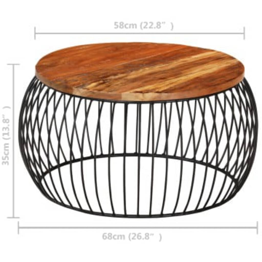 Salontafel Ø68 Cm 68 x 35 cm massief gerecycled hout