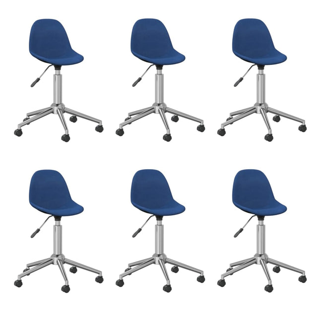 Eetkamerstoelen draaibaar 6 st stof blauw 6 Blauw