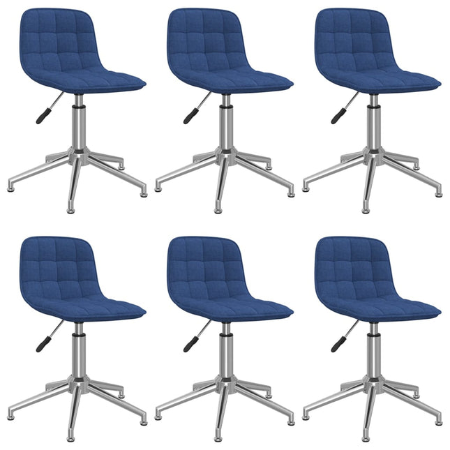 Eetkamerstoelen draaibaar 6 st stof blauw 6 Blauw