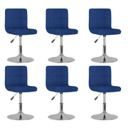 Dining chairs swivel 6 pcs fabric blue