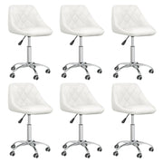 Dining chairs swivel 6 pcs faux leather white