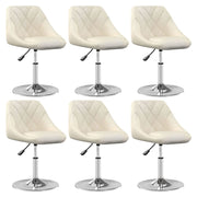 Dining chairs swivel 6 pcs velvet cream-coloured